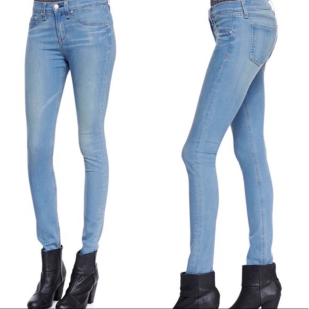 Rag & bone High Rise waisted Skinny Calvary Jeans Skye Blue color Sz 24